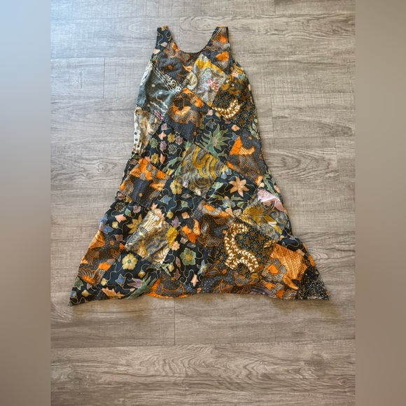 Boho Long Patchwork Sleeveless Dress - 100% Cotton - Made in Indonesia Size S - Picture 4 of 12
